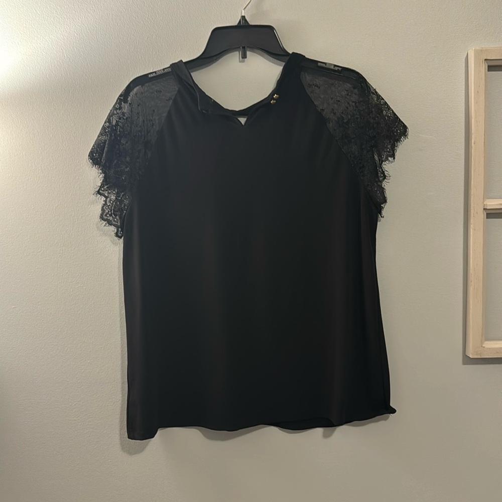 Women’s Blouse(Black w/ see through sleeves) (swipe for material)